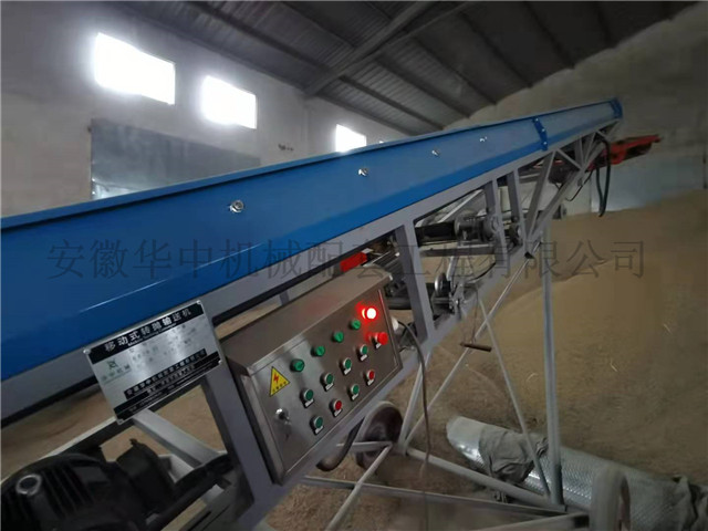登高抛粮食皮带输送机现场工作图片