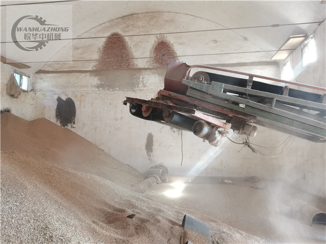 换好新抛粮带后的输送机工作照片